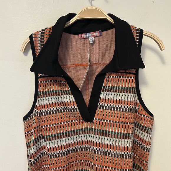 Urban Outfitters Orange Racerback 70"s Style Mini‎ Dress S Collared Retro NWT - Picture 2 of 7